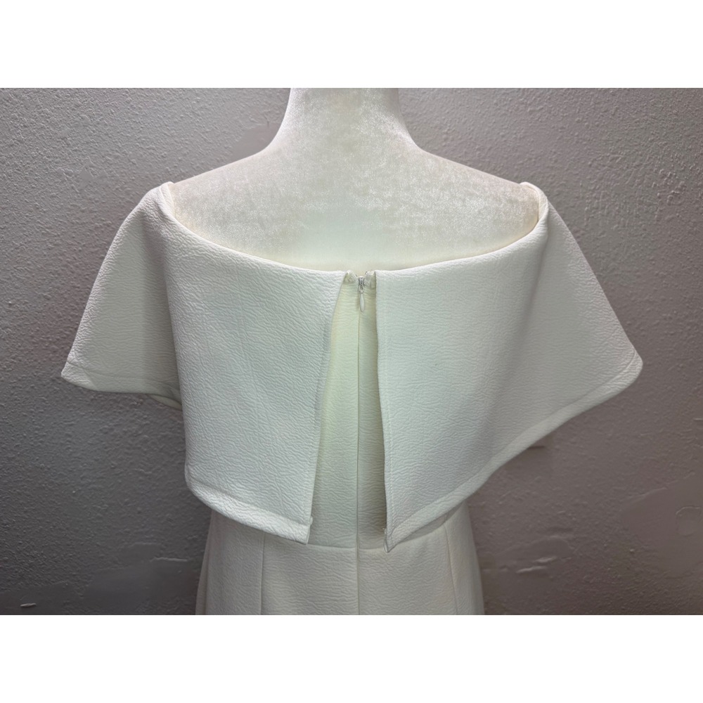Ivory Womens 10 Off Shoulder Midi Dress White Ruffle Hem Cocktail Wedding Guest - Picture 6 of 12